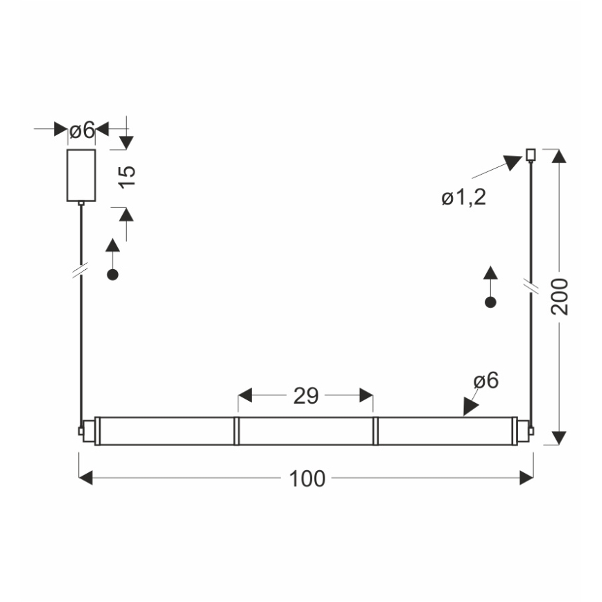 LED полилей на кабел CORTE LED/25W/230V черен