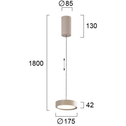 LED полилей на кабел DENVER LED/21W/230V бежов