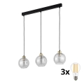 LED полилей на кабел DEVI 3xE27/15W/230V черен/прозрачен