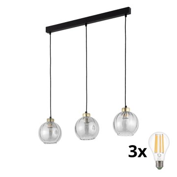 LED полилей на кабел DEVI 3xE27/15W/230V черен/прозрачен