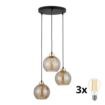 LED полилей на кабел DEVI 3xE27/15W/230V, цвят черен/опушено бежово