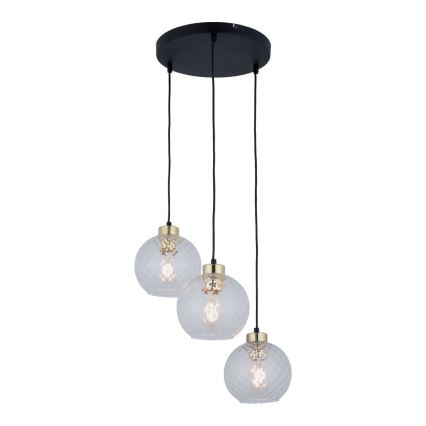 LED полилей на кабел DEVON 3xE27/15W/230V черен/прозрачен