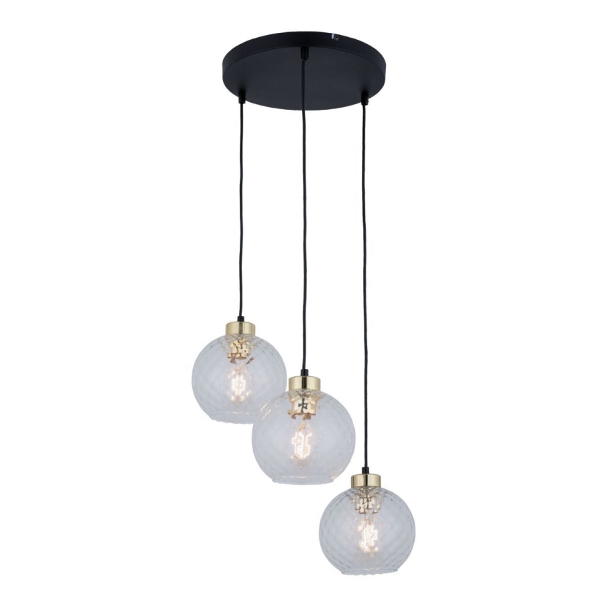 LED полилей на кабел DEVON 3xE27/15W/230V черен/прозрачен