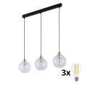 LED полилей на кабел DEVON 3xE27/15W/230V черен/прозрачен