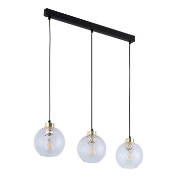 LED полилей на кабел DEVON 3xE27/15W/230V черен/прозрачен