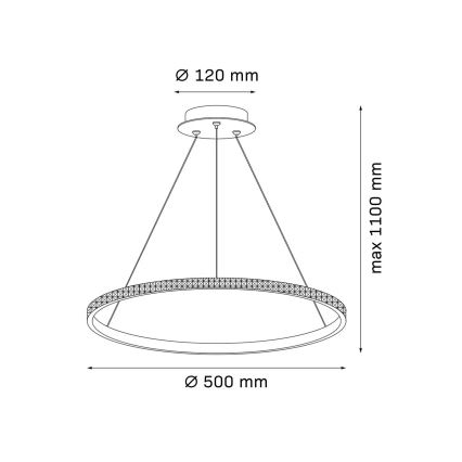 LED полилей на кабел DIANA LED/25W/230V 4000K Ø 50 см златист