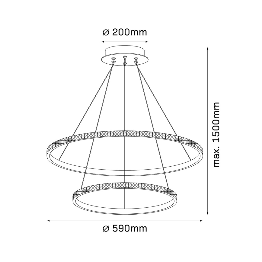 LED полилей на кабел DIANA LED/44W/230V 4000K диаметър 59 см златист
