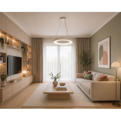 LED полилей на кабел DRAX LED/32W/230V 4000K Ø 38 см бял
