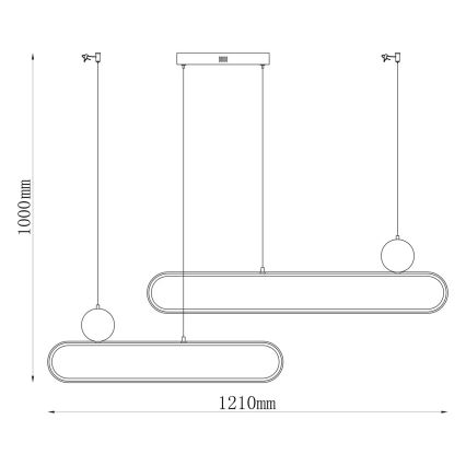 LED полилей на кабел FLORENTYNA LED/48W/230V 4000K черен/бежов