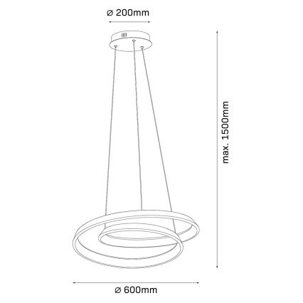 LED полилей на кабел GLOW LED/75W/230V 4000K pr. 60 cm златен