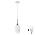 LED полилей на кабел HARMA 1xE27/60W/230V диам. 14 см матов хром/бял