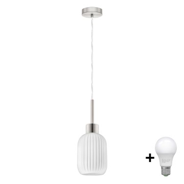 LED полилей на кабел HARMA 1xE27/60W/230V диам. 14 см матов хром/бял