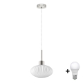 LED полилей на кабел HARMA 1xE27/60W/230V диаметър 25 см матов хром/бял