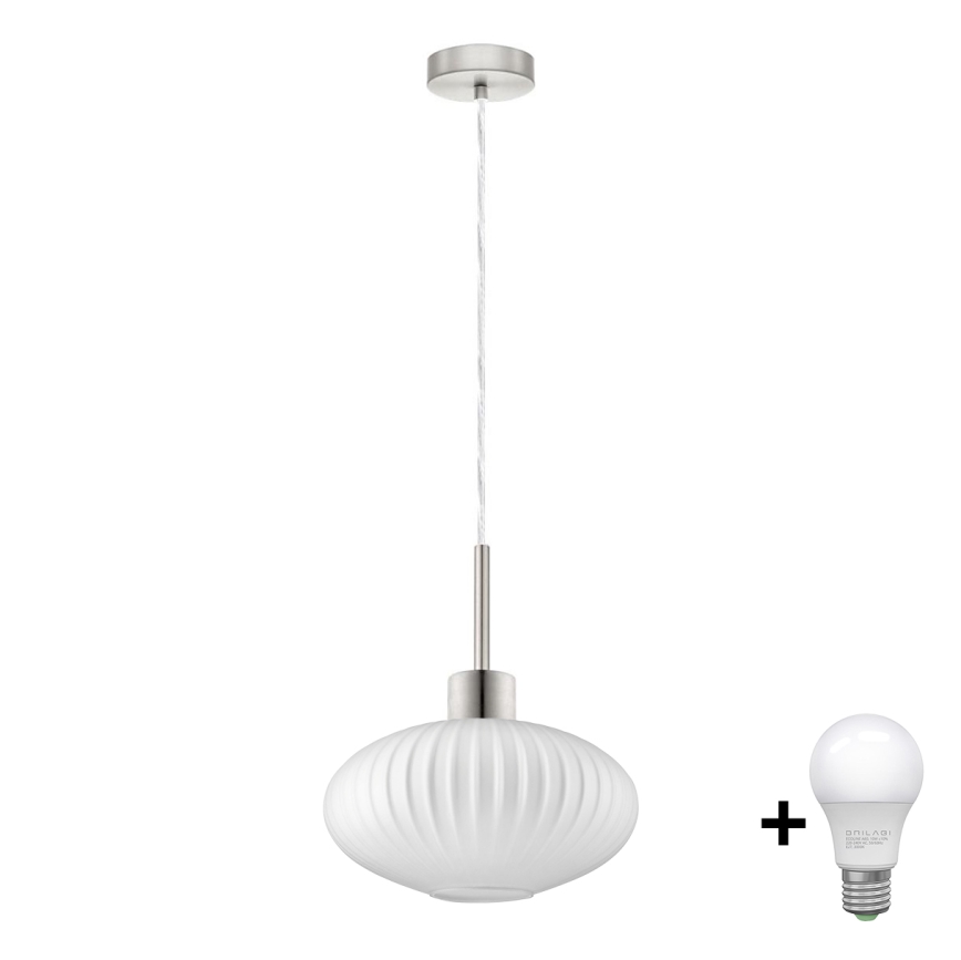 LED полилей на кабел HARMA 1xE27/60W/230V Ø 30 см матов хром/бял