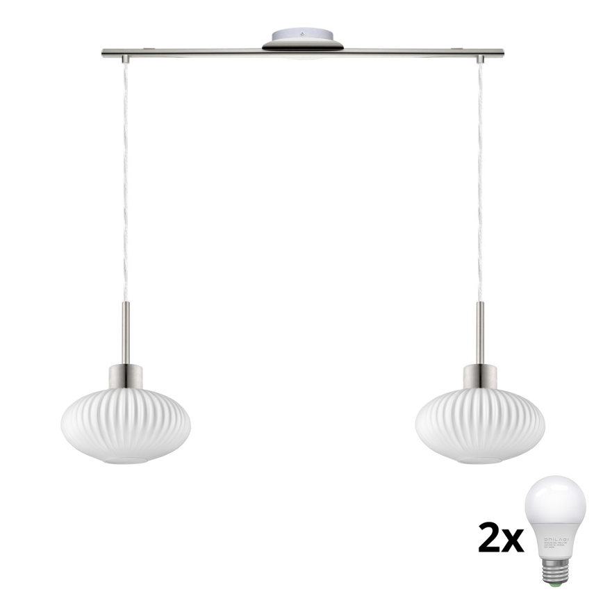 LED полилей на кабел HARMA 2xE27/60W/230V матов хром/бял