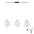 LED полилей на кабел HARMA 3xE27/60W/230V матов хром/бял