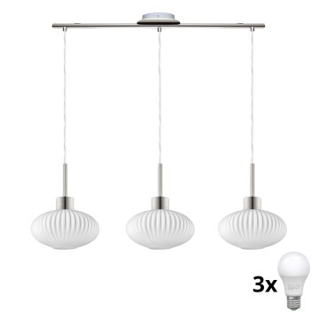 LED полилей на кабел HARMA 3xE27/60W/230V матов хром/бял