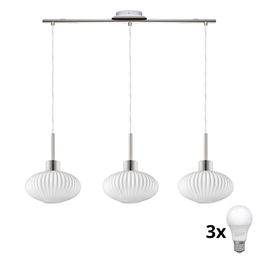 LED полилей на кабел HARMA 3xE27/60W/230V матов хром/бял