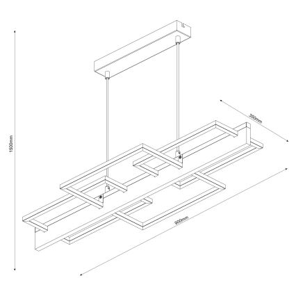 LED полилей на кабел LARYSA LED/35W/230V, борова дървесина