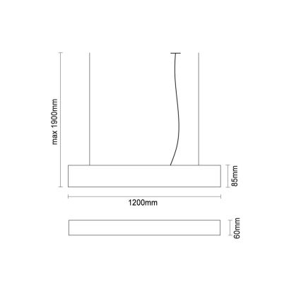 LED полилей на кабел LED/55W/230V 3000/4000/6500K 120 см черен