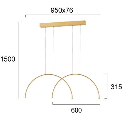 LED полилей на кабел MEGAN LED/39W/230V златен