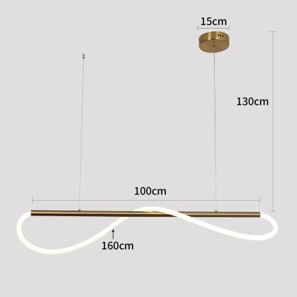 LED полилей на кабел MELECA LED/24W/230V 3000/4000/6000K 100 cm златист