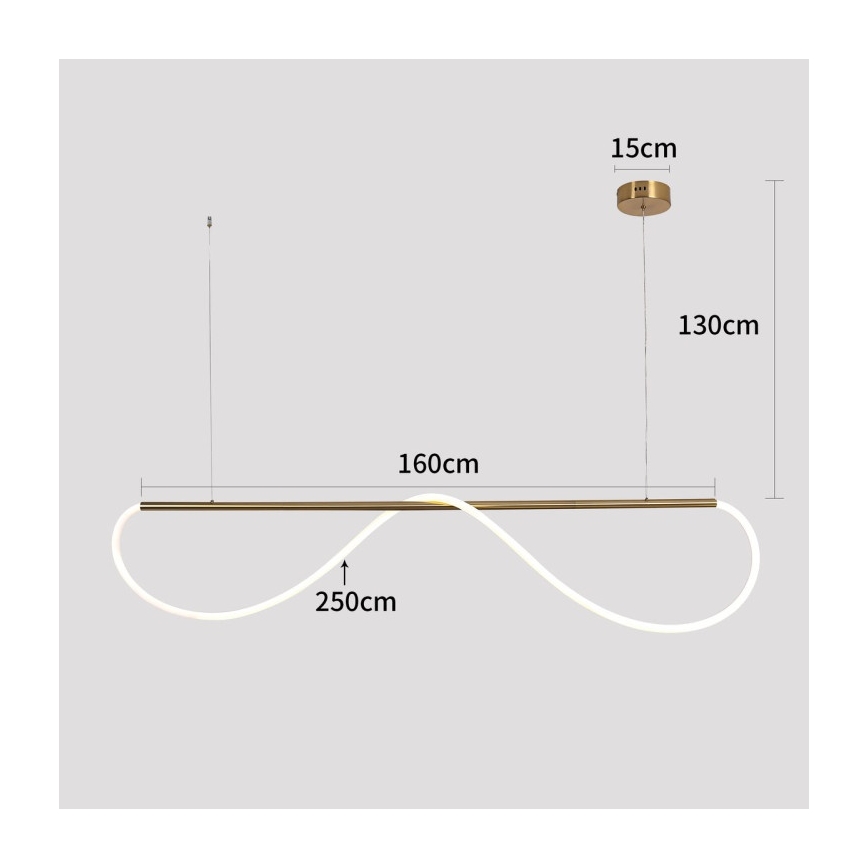 LED полилей на кабел MELECA LED/36W/230V 3000/4000/6000K 160 cm златист