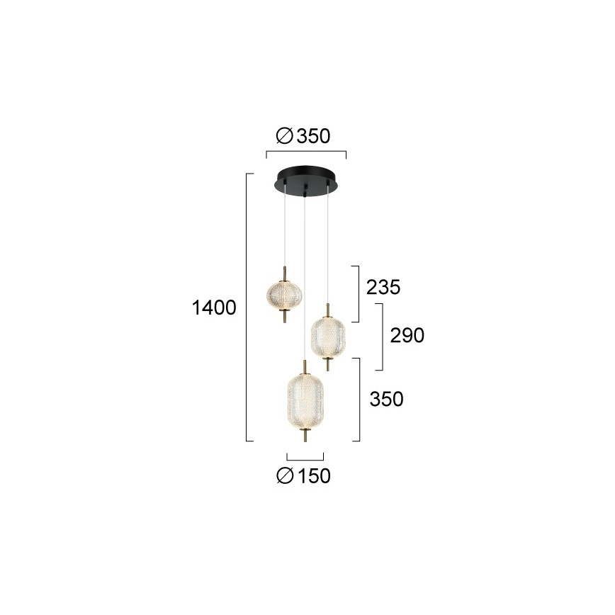 LED полилей на кабел PELLUCID LED/20W/230V бронзов/черен