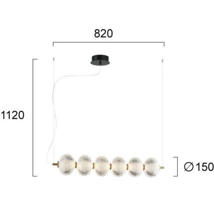 LED полилей на кабел PELLUCID LED/23W/230V златист/прозрачен