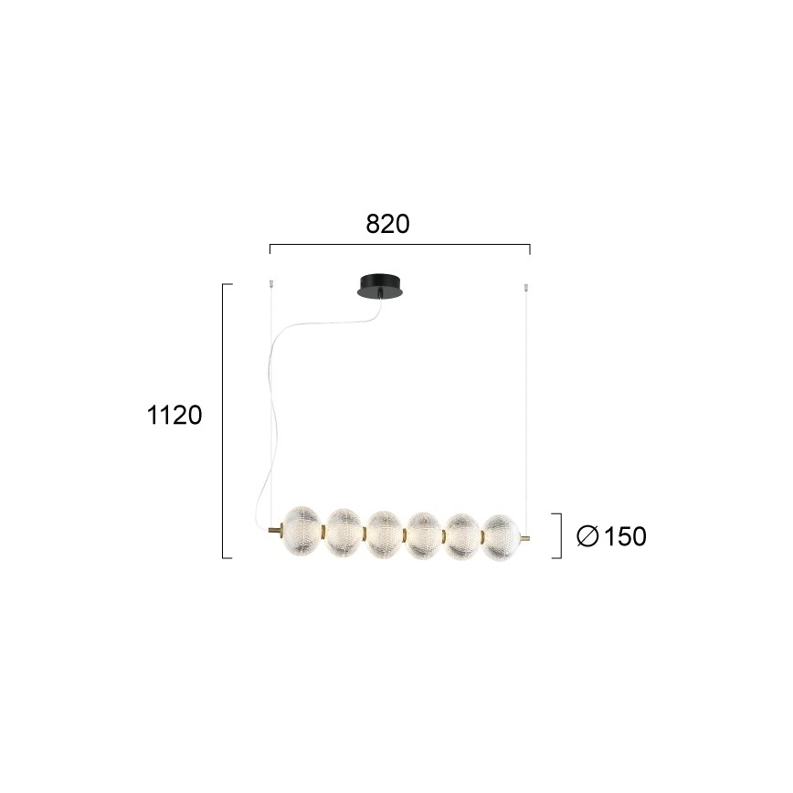 LED полилей на кабел PELLUCID LED/23W/230V златист/прозрачен