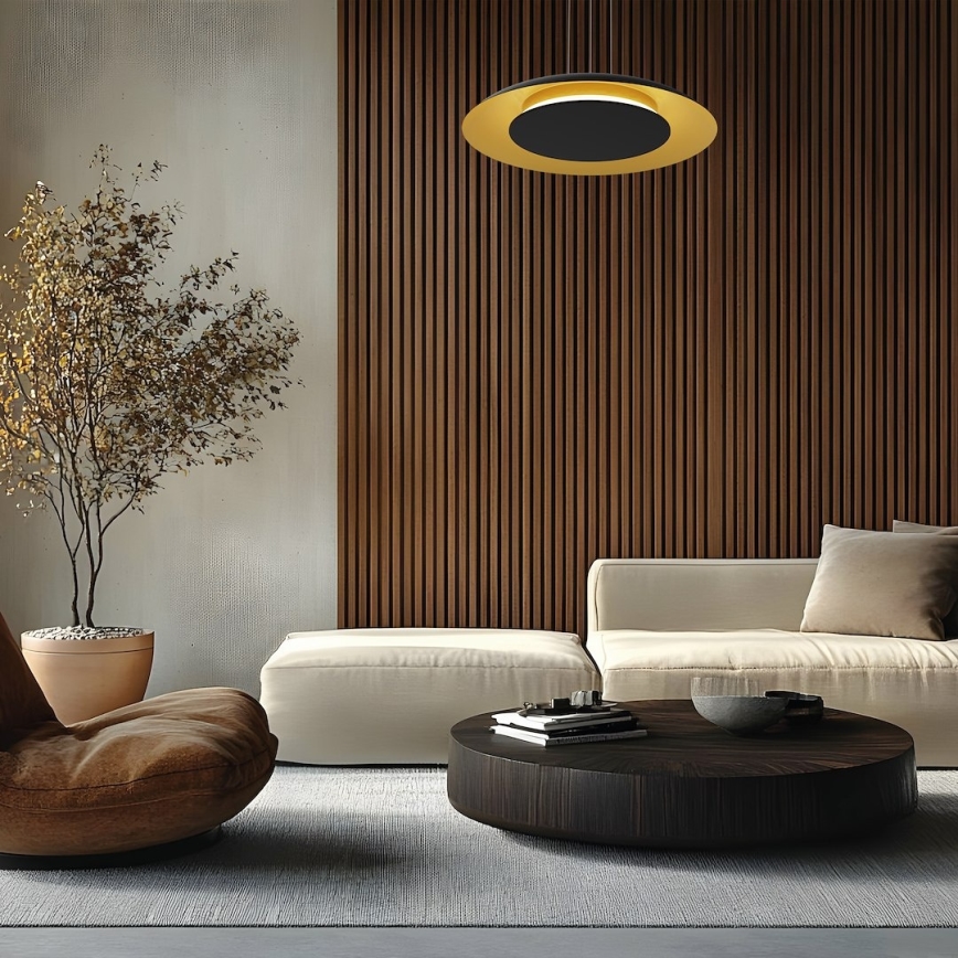 LED полилей на кабел PIATTINO LED/30W/230V 2700/3200/4000K Ø 40 cm черно/златно