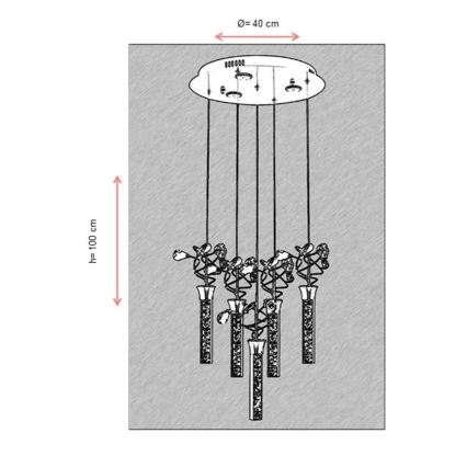 LED полилей на кабел PIGEON 5xLED/6W/230V 6500K гланцов хром