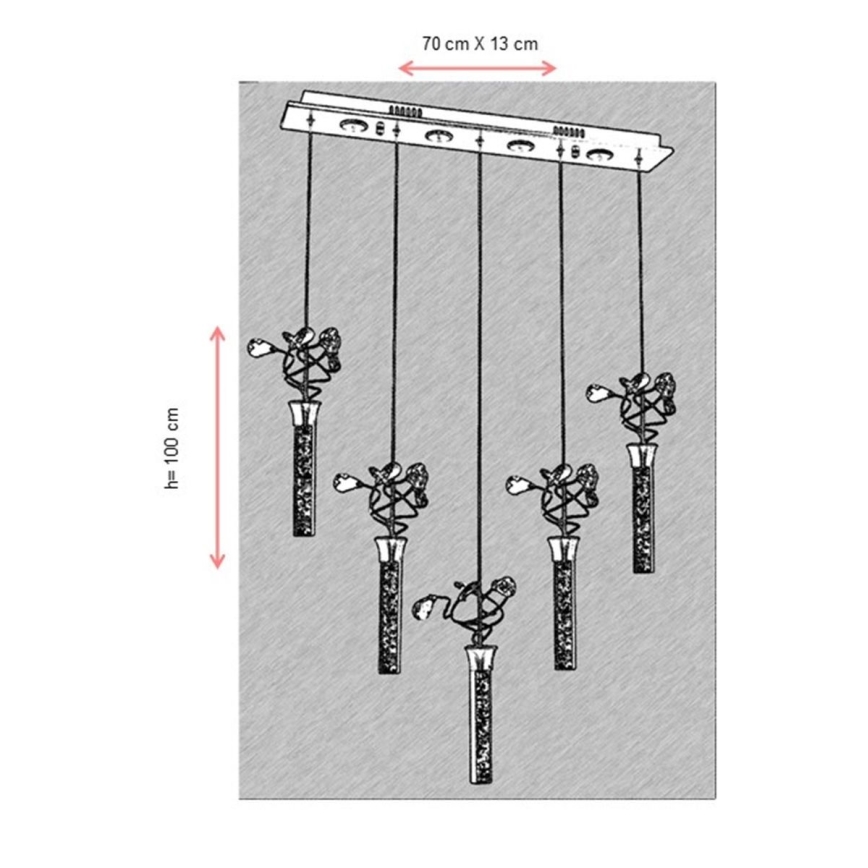 LED полилей на кабел PIGEON 5xLED/6W/230V 6500K лъскав хром