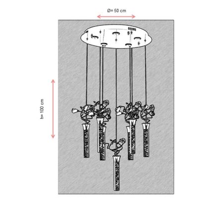 LED полилей на кабел PIGEON 7xLED/6W/230V 6500K гланцов хром