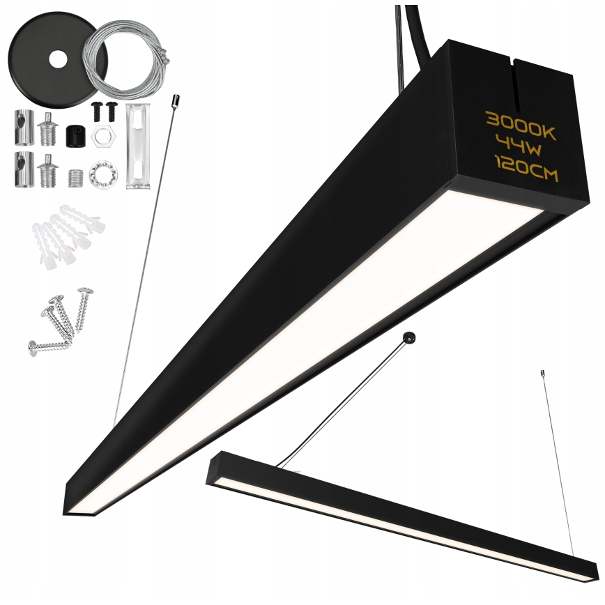 LED полилей на кабел/повърхностно монтиран LED/44W/230V 3000K 120 см черен