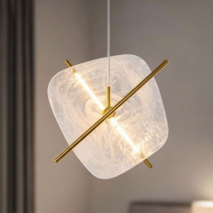 LED полилей на кабел RELAX LED/15W/230V златист/бял
