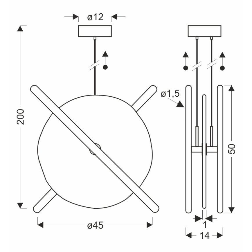 LED полилей на кабел RELAX LED/15W/230V златист/бял