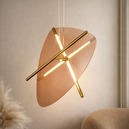 LED полилей на кабел RELAX LED/15W/230V злато/опушено кафяво