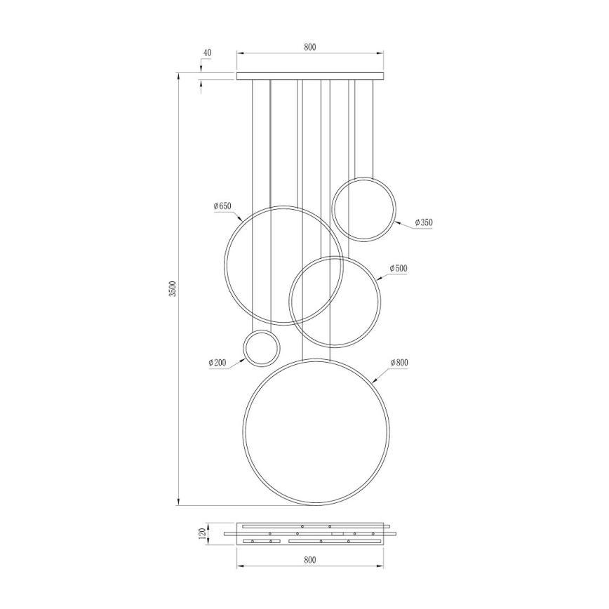 LED полилей на кабел SATURNO LED/100W/230V черен