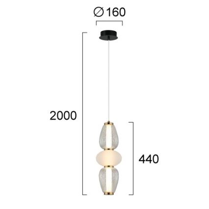 LED полилей на кабел SHINY LED/17W/230V бял/златен