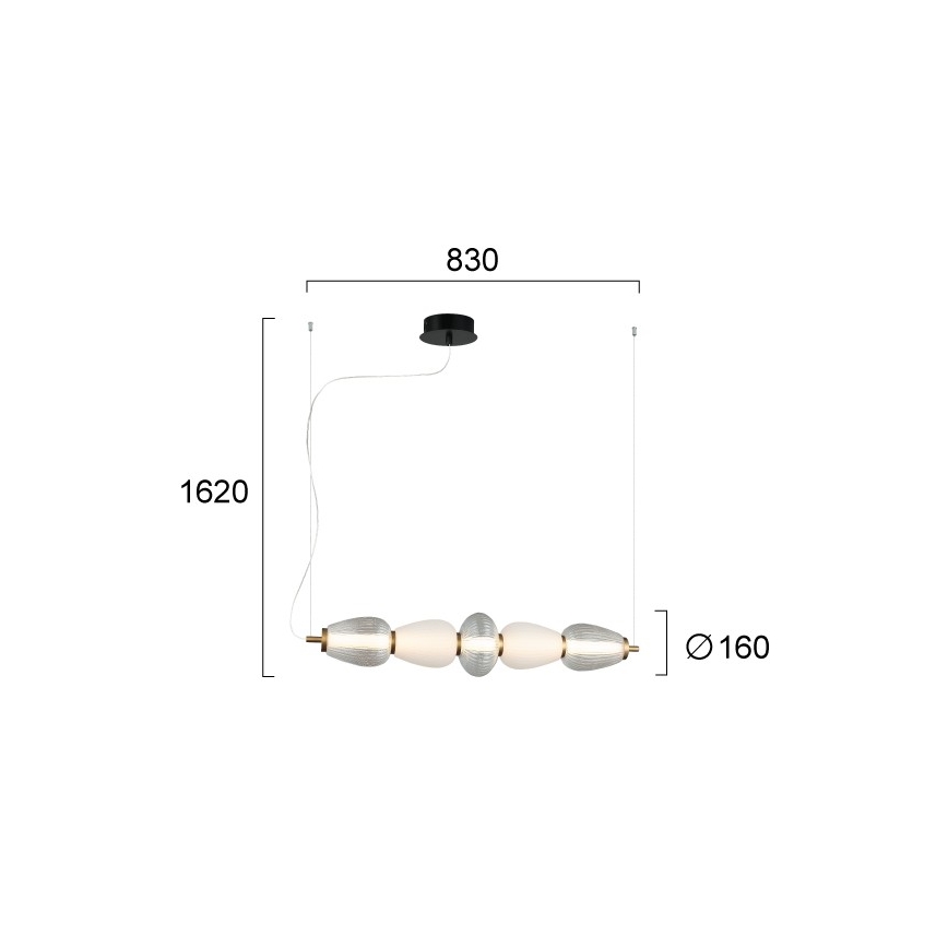 LED полилей на кабел SHINY LED/23W/230V бял/златен