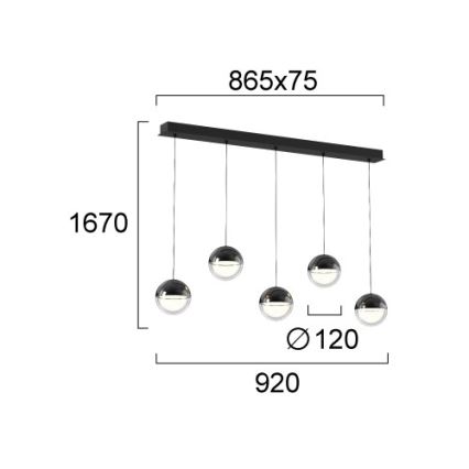LED полилей на кабел ZIREA LED/30W/230V черен
