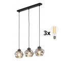 LED полилей на кабел ZULIA 3xE27/15W/230V черен/опушен