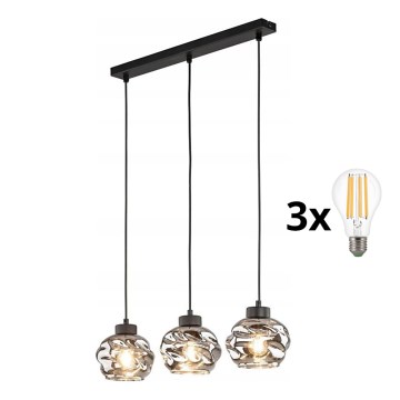 LED полилей на кабел ZULIA 3xE27/15W/230V черен/опушен