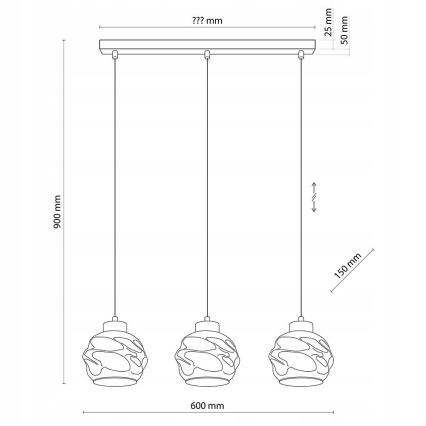 LED полилей на кабел ZULIA 3xE27/15W/230V черен/опушен