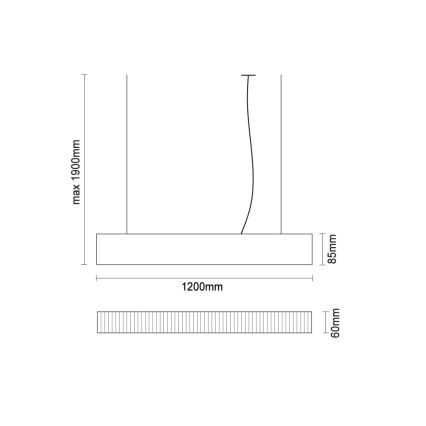 LED полилей с кабелно окачване, 55 W, 230 V, 3000/4000/6500 K, 120 cm, бял