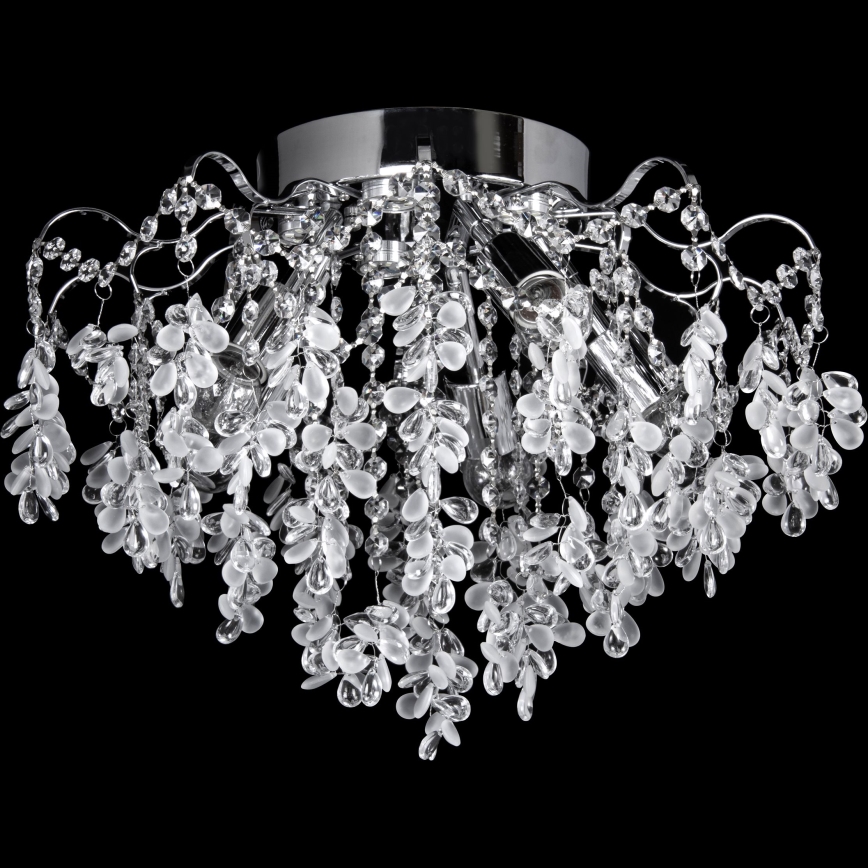 LED Полилей за повърхностен монтаж 5xE27/60W/230V + 5xLED/3W Ø 50 см лъскав хром
