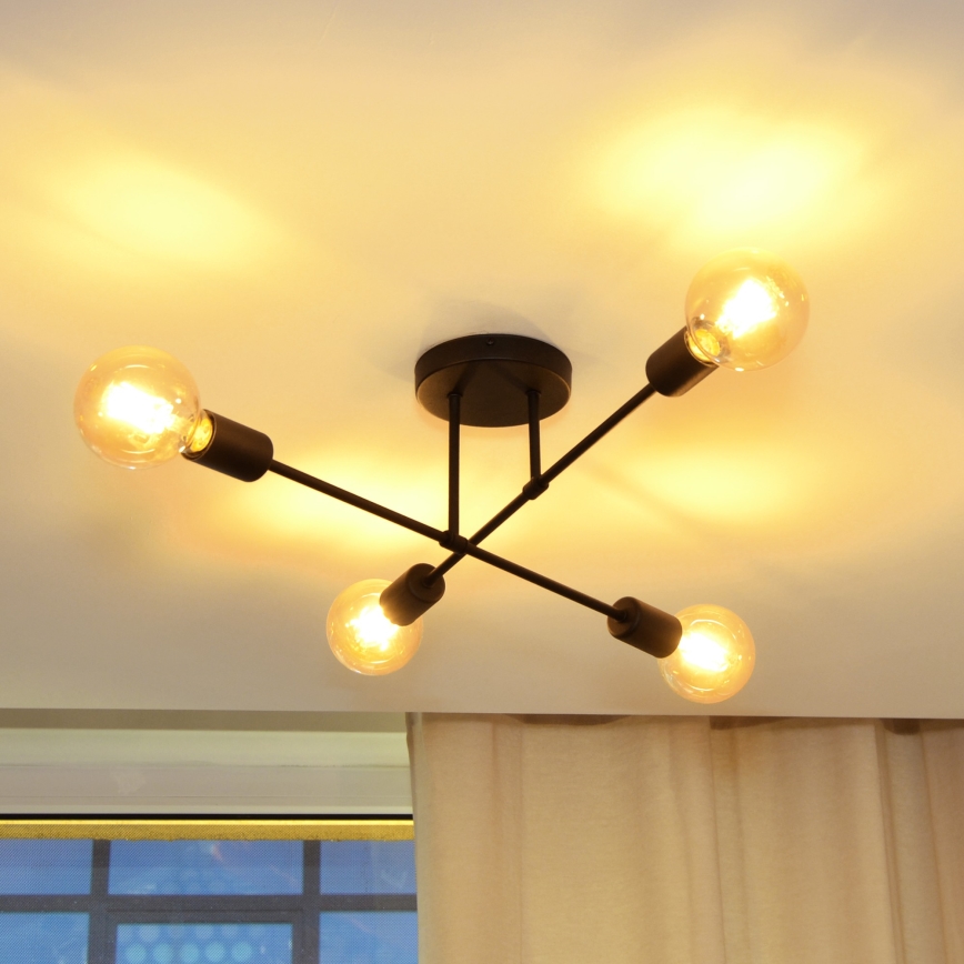 LED Полилей за повърхностен монтаж CAMBRIDGE 4xE27/8W/230V черен