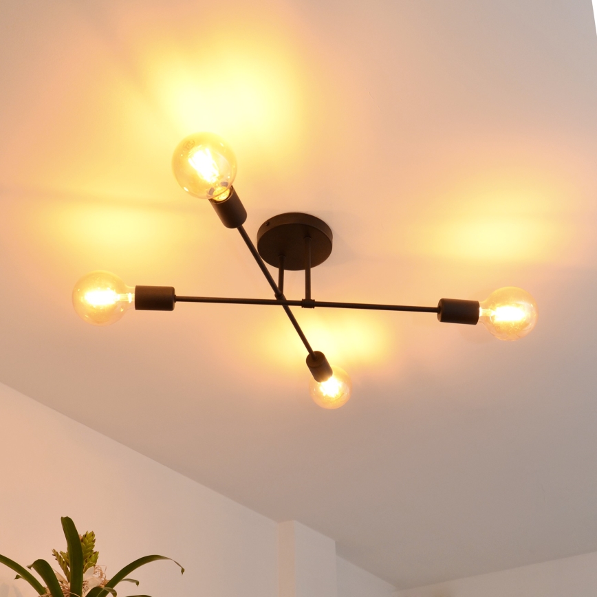 LED Полилей за повърхностен монтаж CAMBRIDGE 4xE27/8W/230V черен