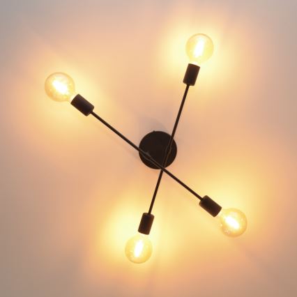 LED Полилей за повърхностен монтаж CAMBRIDGE 4xE27/8W/230V черен
